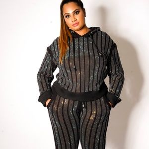 Rhinestone hooded jogger